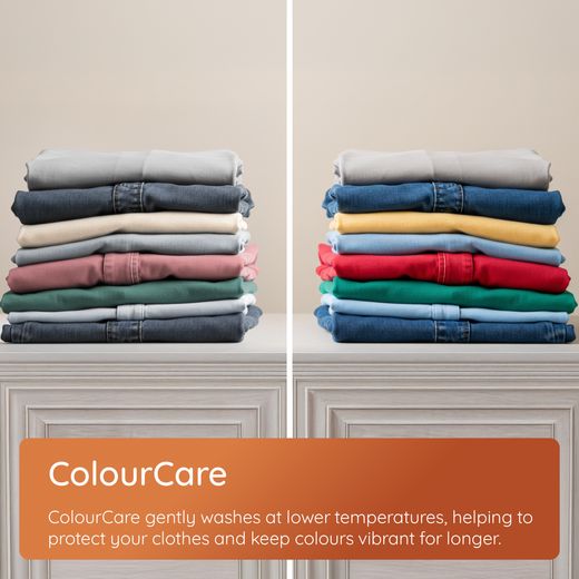 Hotpoint Fabric Care Pro HPD 9693 CARE UK 9Kg / Washer Dryer with 1400 rpm - White - Annotation - Colour care shot