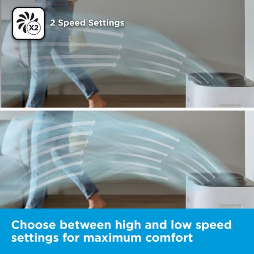 Black + Decker Smart Dehumidifier - White - Annotation - 2 speed setting shot
