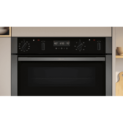 NEFF N50 Built In WiFi Connected Electric Double Oven - Graphite - Control panel