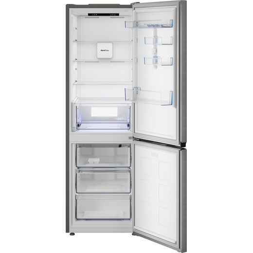 Beko CNA4686VPS 186cm 70/30 Frost Free Fridge Freezer - Stainless Steel - front with door open shot 