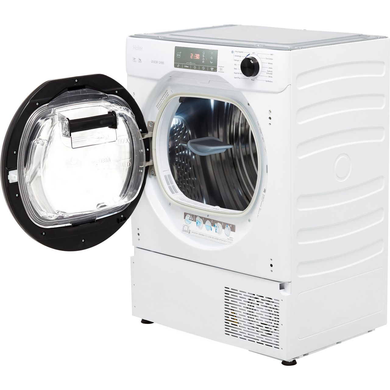 Haier Series 4 HDBIH7A2TBEX Integrated 7Kg Heat Pump Tumble Dryer - White -  A++ Rated