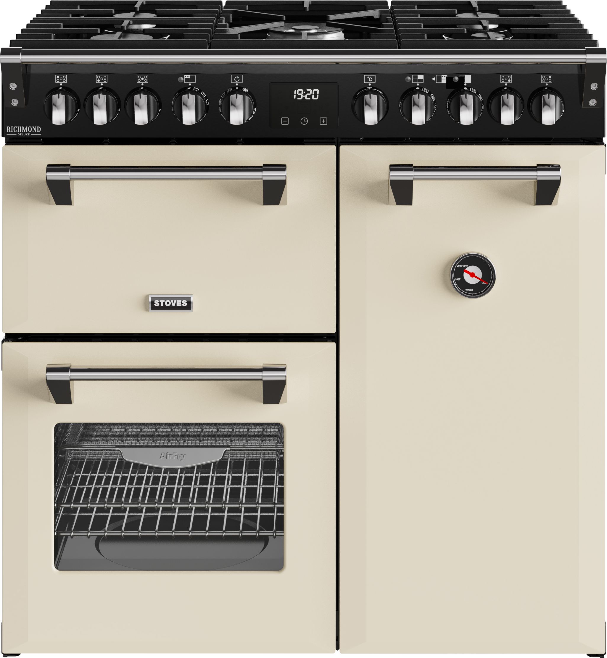 Stoves 90cm Dual Fuel Range Cooker - Cream - 3 Ovens - 5 Gas Burners