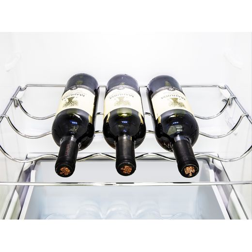 Hisense Integrated 70/30 Frost Free Fridge Freezer - White - Close up inside wine rack shot