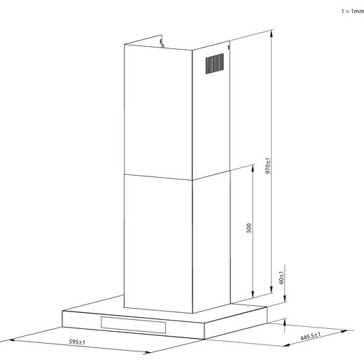Hoover H-HOOD 300 HTS6CBH3X Wifi Connected 60cm Chimney Cooker Hood - dimensions