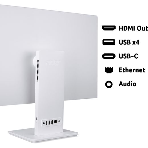 Acer Aspire S24-B 23.8" - Intel® Core™ Ultra 5, 512GB SSD - White - annotation - port shot
