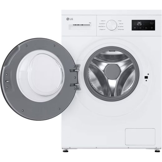 LG A10 Series Steam™ F4A10S8NWK 8kg Washing Machine with 1400 rpm - White - Door open