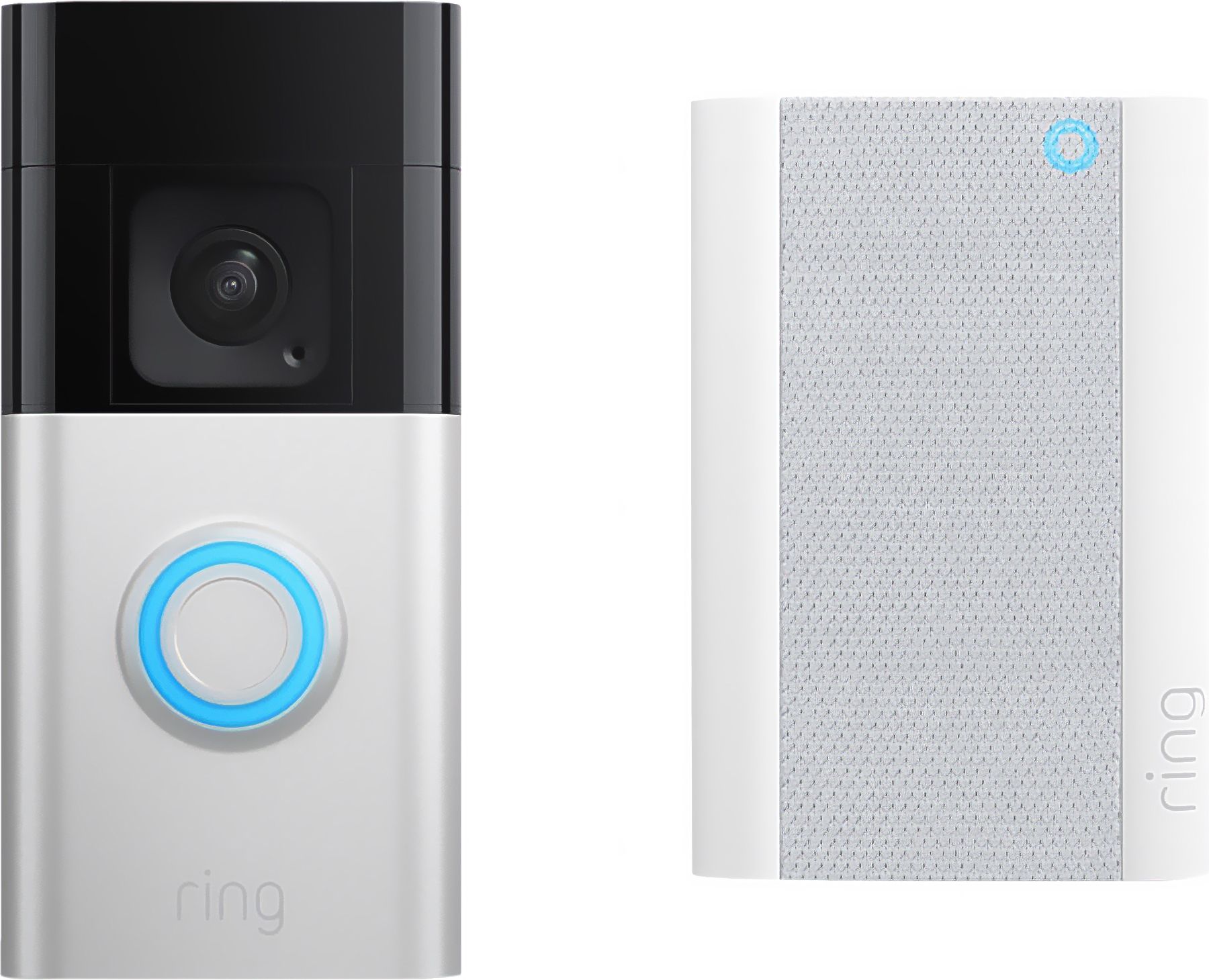 Ring Video Doorbell Plus + Chime Pro Smart Doorbell - Satin Nickel, Aluminium