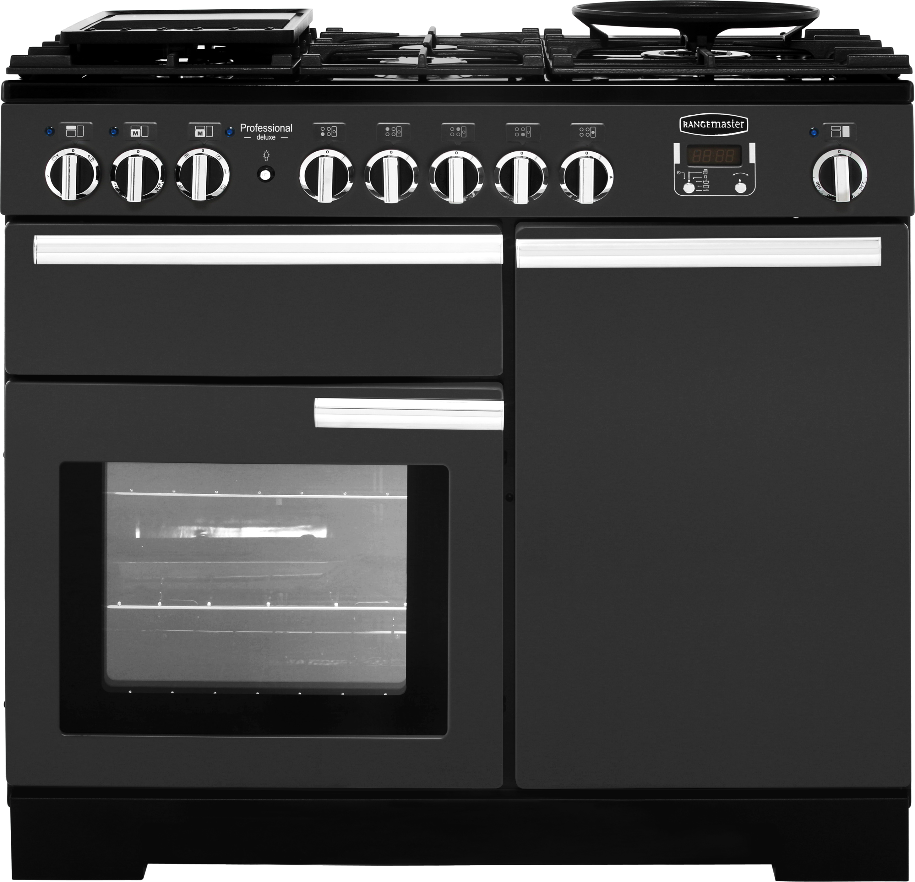 Rangemaster Professional Deluxe PDL100DFFSL/C 100cm Dual Fuel Range Cooker - Slate - A/A Rated, Graphite