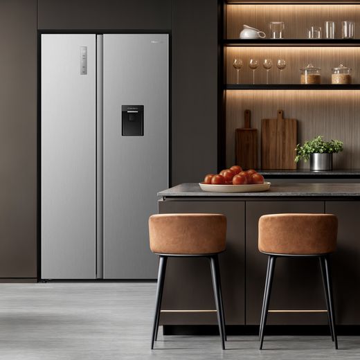 Hisense PureFlat American American Fridge Freezer - Silver - Fridge freezer in kitchen
