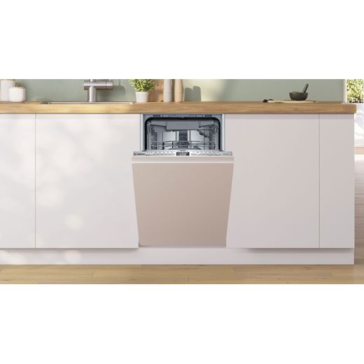 Bosch Series 4 Integrated Slimline Dishwasher - Silver - Dishwasher in kitchen shot