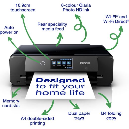 Epson Wireless Inkjet Printer - Black - annotation - feature shot