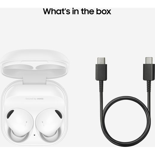 Samsung Galaxy Buds2 Pro True Wireless Noise Cancelling In-Ear Headphones - White - Annotation - Box contents