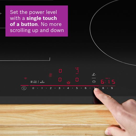 Bosch Series 6 PIX631HC1E 59cm Induction Hob - Black - annotation - control panel features shot