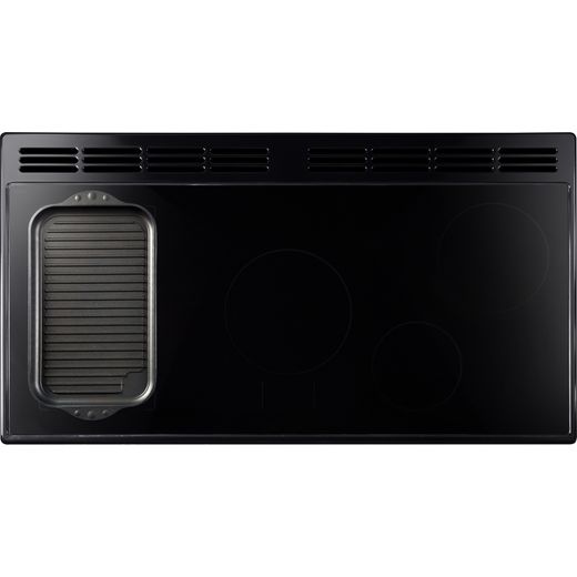 Rangemaster Classic Deluxe OC CLDLO110EIPMGR/AB1 110cm Electric Range Cooker with Induction Hob - Mineral Green / Antique Brass - Top hob view shot