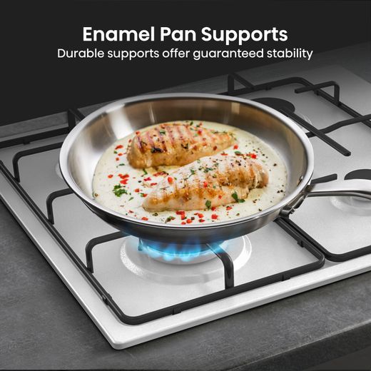 Hisense Built In Electric Double Oven and Gas Hob Pack - Stainless Steel - Annotation - Enamel pan supports