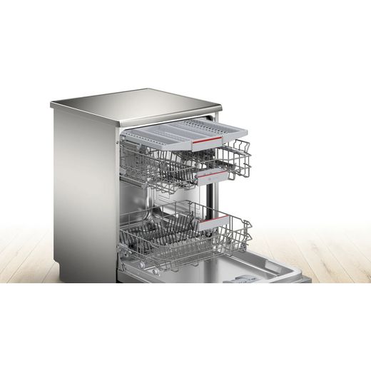 Bosch Series 4 Standard Dishwasher - Silver Inox - Doors open