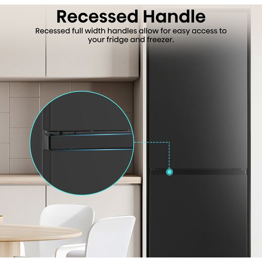 Hisense RB327N4ABD 182cm High No Frost Fridge Freezer - Black / Stainless Steel - Annotation - handle shot 