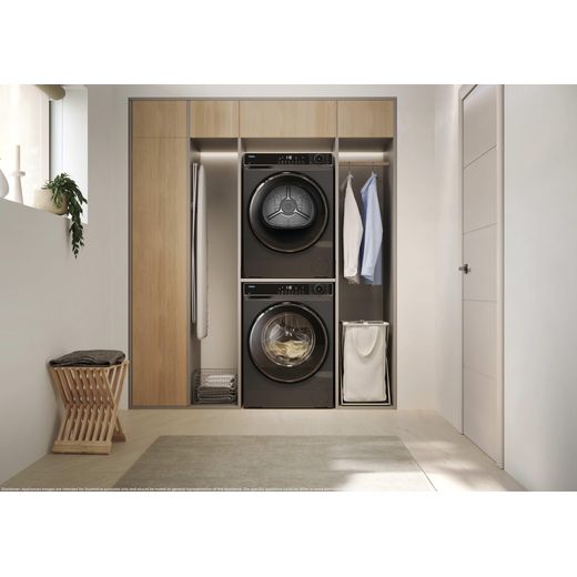 Haier X Series 5 HD90-D357GU1-UK 9Kg Heat Pump Tumble Dryer - Graphite - Tumble dryer in kitchen shot 