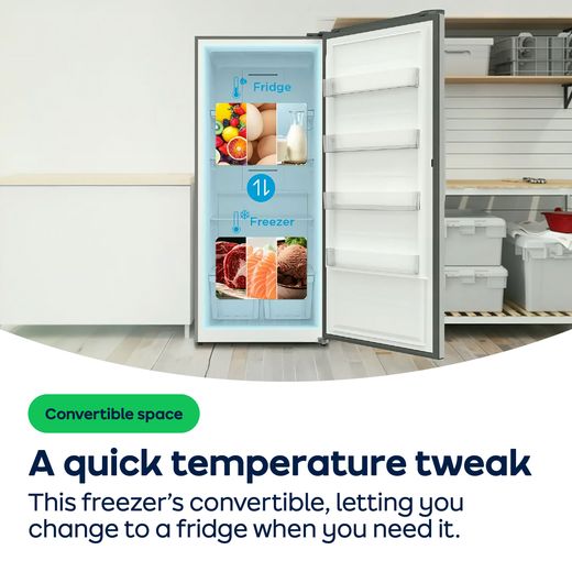 Midea MDRU333FZE01 172cm Upright Freezer - White - AO Annotation - Convertible-Space