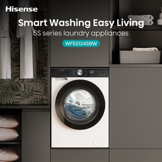 Hisense WF5S1045BW 10kg Washing Machine with 1400 RPM rpm - White - Annotation - Smart washing shot