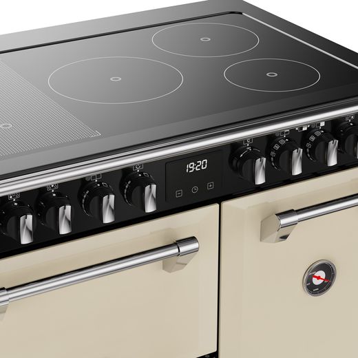 Stoves Richmond Deluxe 90Ei RTY 90cm Electric Range Cooker with Induction Hob - Cream - High hob perspective shot 