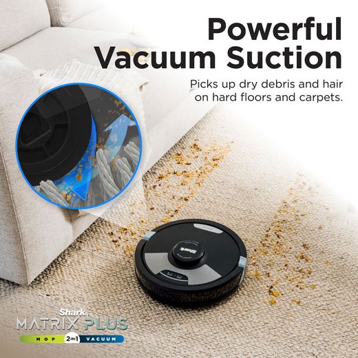 Shark Matrix Plus 2-in-1 Robotic Vacuum Cleaner - Black - Annotation - Powerful vacuum suction