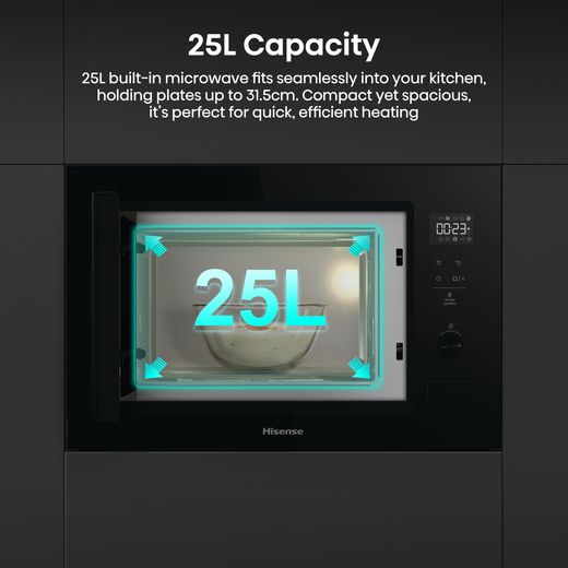 Hisense BIM325G52BGUK 25 Litre 39cm High, Built In Small - Black - Annotation - 25L capacity
