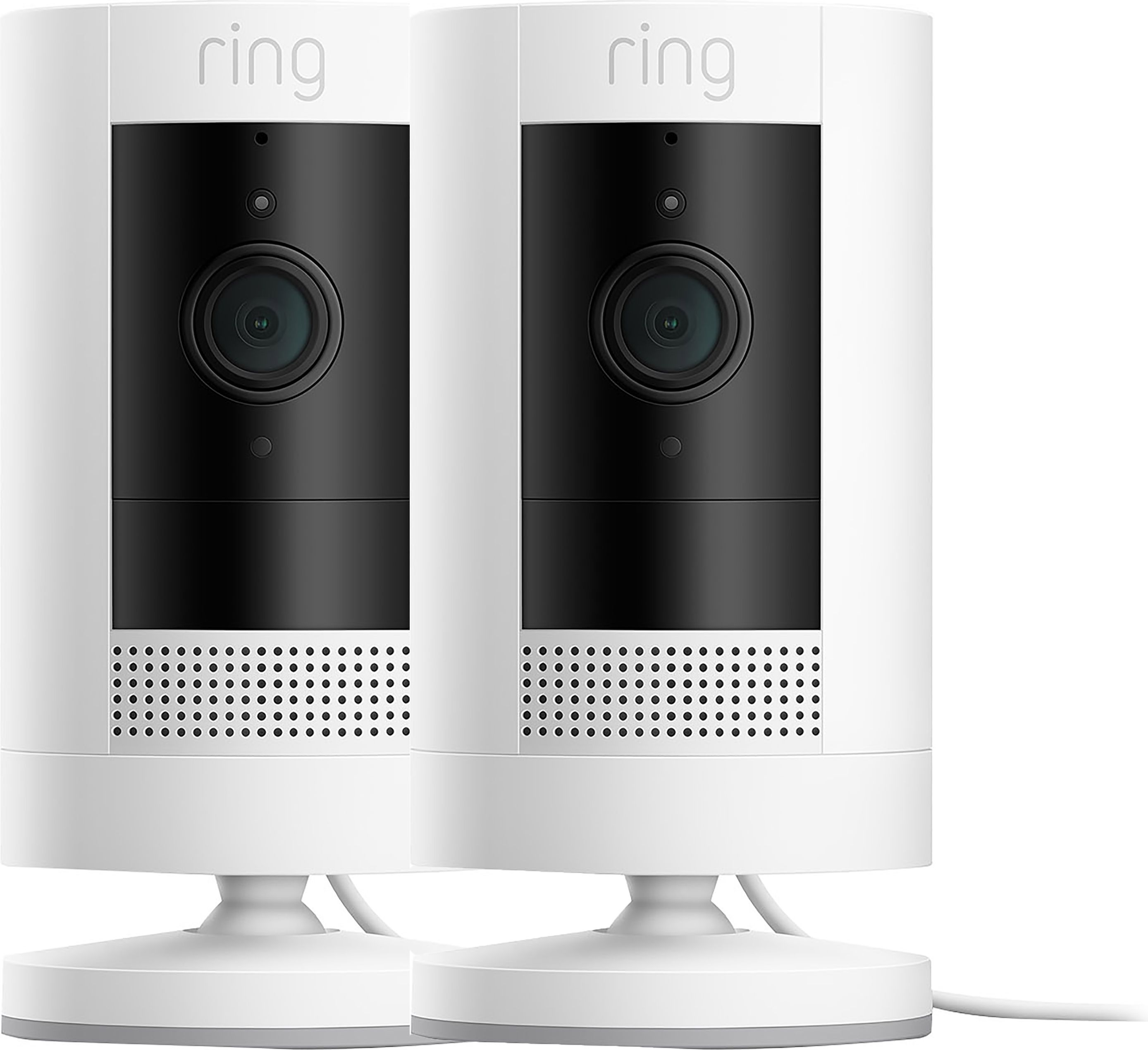Ring Stick Up Cam Plug-In (Twin Pack) HD 1080p Smart Home Security Camera - White, White