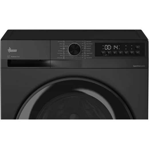 Hoover Pro Wash Series 3 HBWR 4106B8J-80 Wifi Connected 10Kg / 6Kg Washer Dryer with 1400 rpm - Black Steel - control panel shot 
