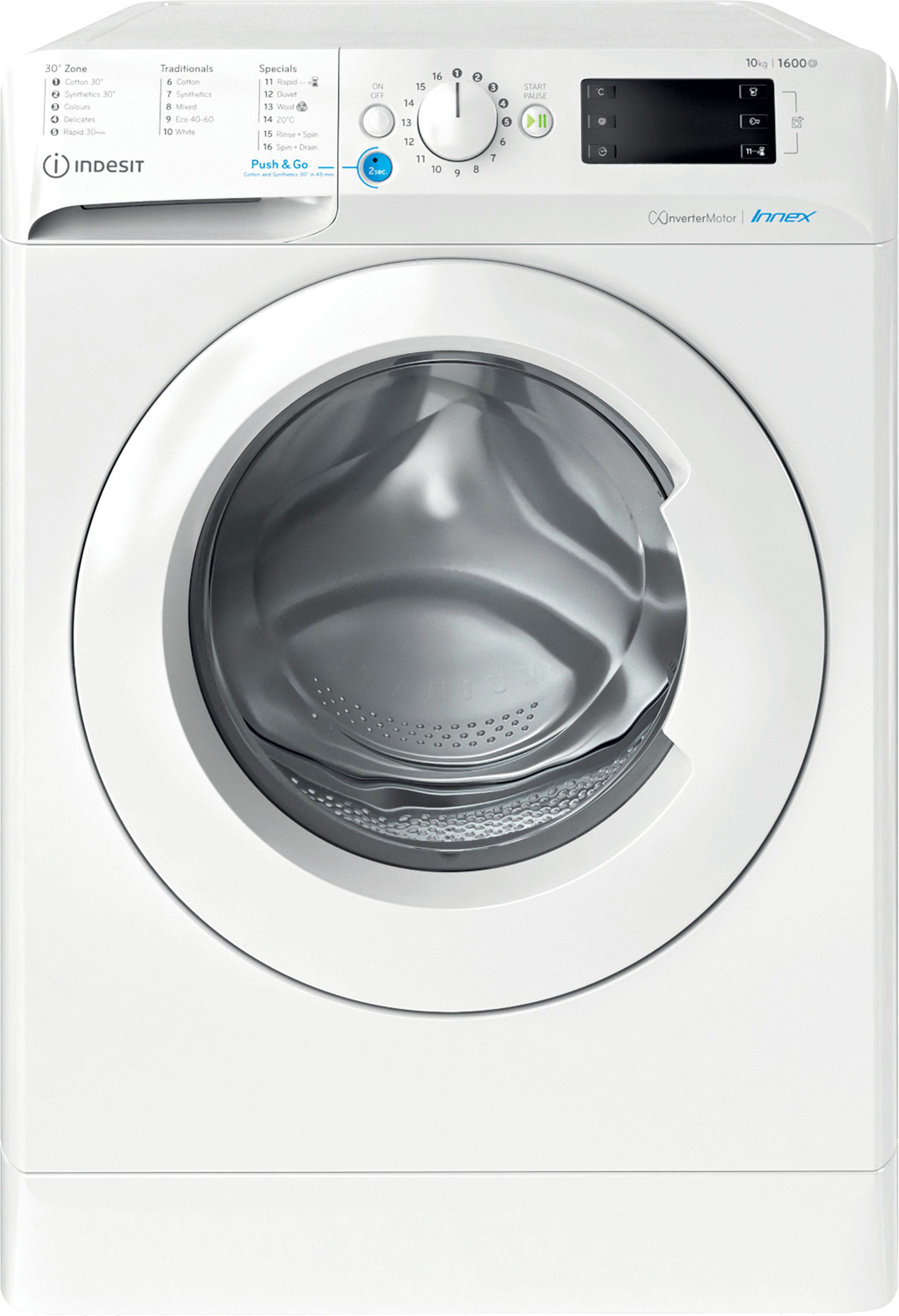 Indesit BWE101685XWUKN 10kg Washing Machine with 1600 rpm - White - B Rated, White