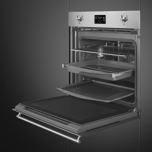 Smeg Classic SteamOne SOP6302S2PX Built In Electric Single Oven - Stainless Steel - Oven with door open shot
