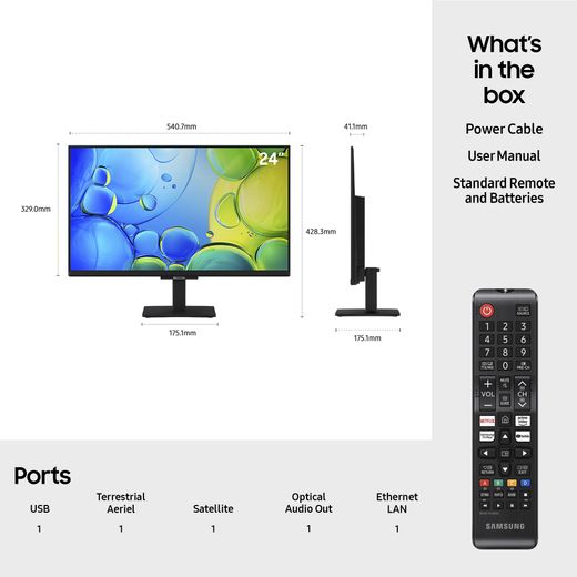 Samsung F6000F 24" Full HD Smart TV [2025] - Dimensions