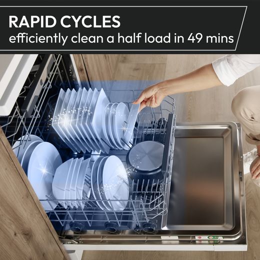 Hoover H-DISH 500 Fully Integrated Standard Dishwasher - Silver with Fixed Door Fixing Kit - Annotation - Rapid cycles