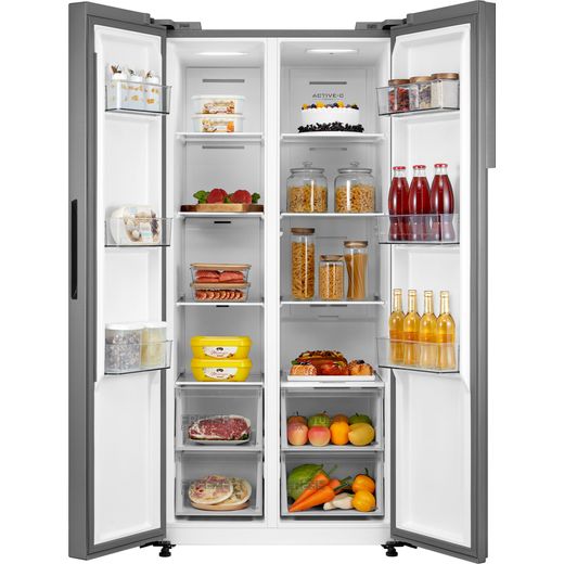 Midea Frost Free Fridge Freezer - Stainless Steel - Doors open