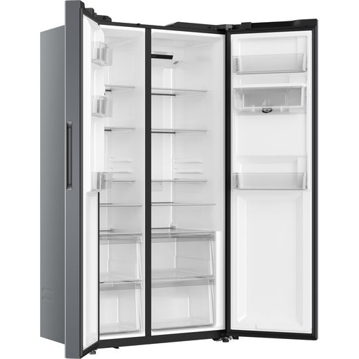 Hoover H-FRIDGE 500 MAXI American Fridge Freezer - Silver - Right perspective with door open shot