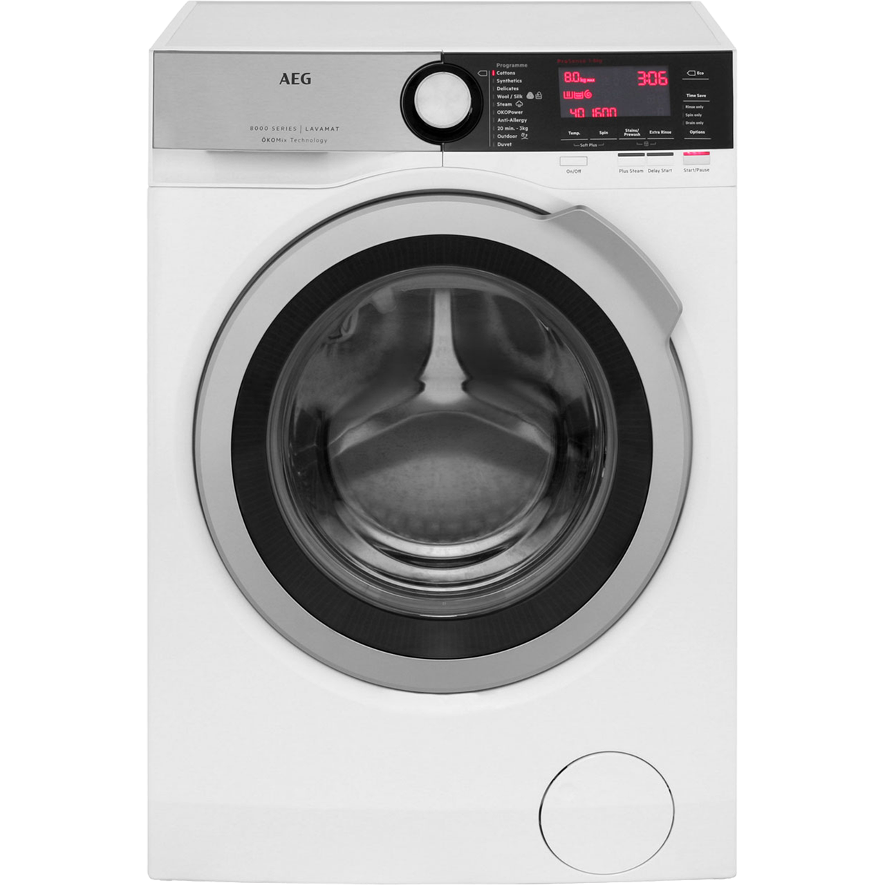 aeg okomix technology l8fec866r 8kg washing machine with 1600 rpm white b rated