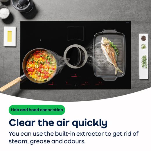 Elica NikolaTesla Fit 70 72cm Venting Induction Hob - Black - AO Annotation - Built-In-Extractor