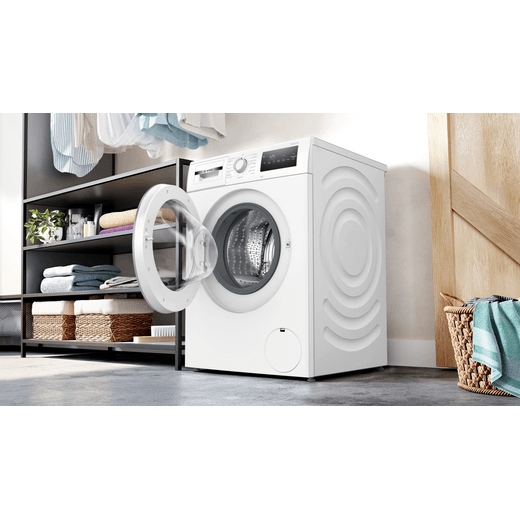 Bosch Series 4 WAN28255GB 9kg Washing Machine with 1351 rpm - White - washing machine in utility room shot