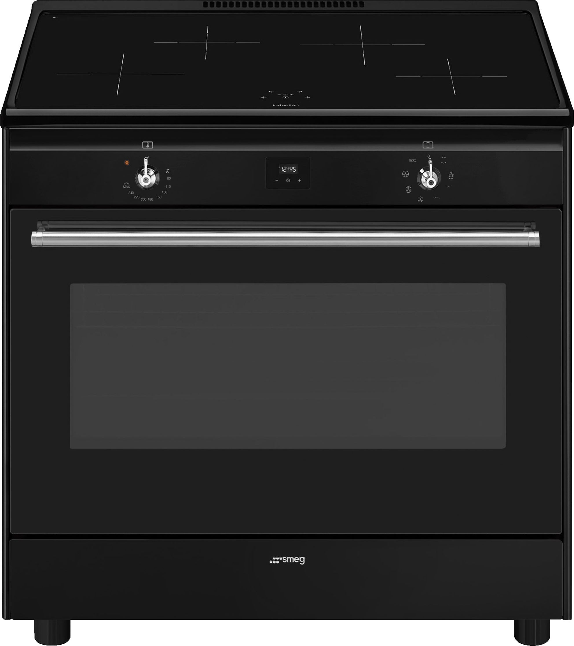 Image of Smeg Concert CX91IMBL 90cm wide Electric Range Cooker with Induction Hob - Black - A Rated, Black