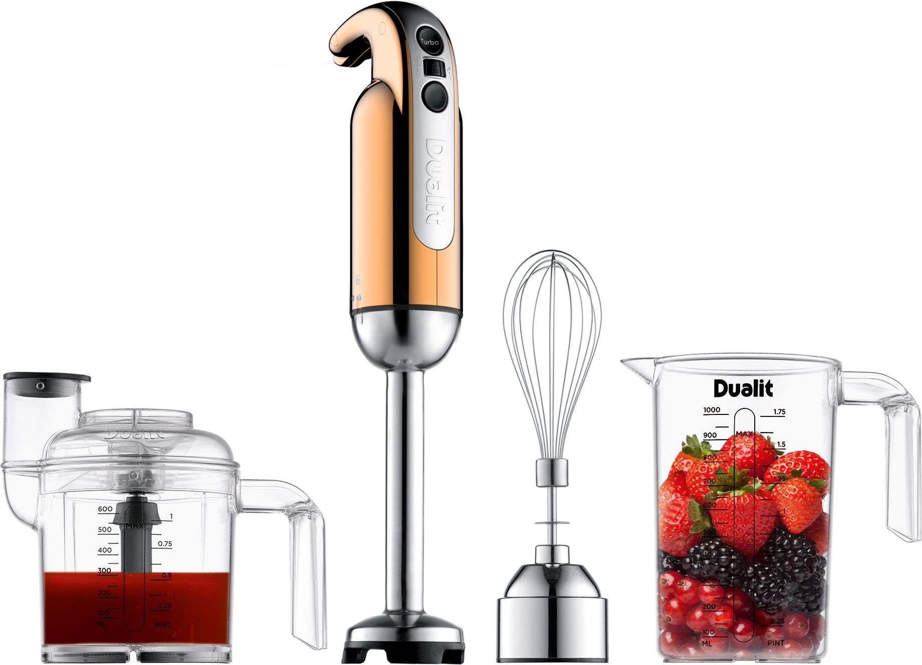 Dualit Hand Blender - 700W - Copper - 1L Jug - Chopper - Whisk Attachment