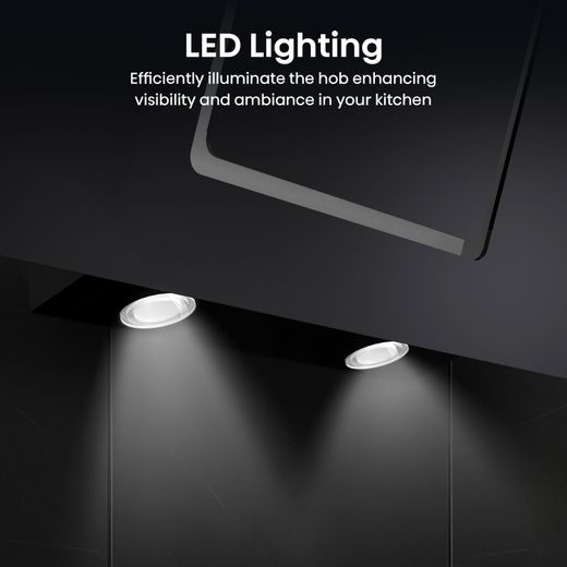 Hisense CH10IN14BBUK 100cm Angled Chimney Cooker Hood - Jet Black - Annotation - LED lighting