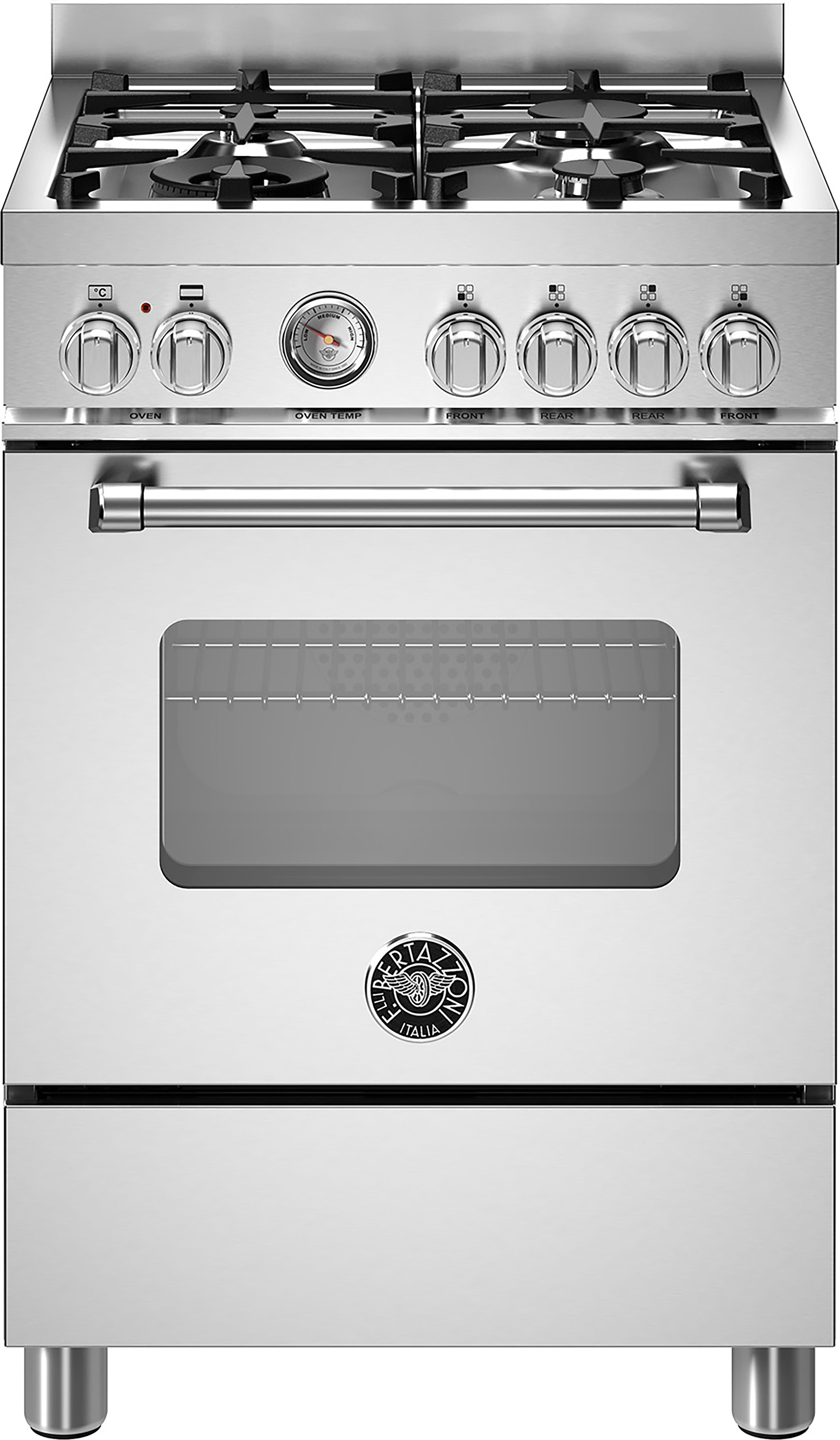 Bertazzoni Master Series MAS64L1EXC 60cm Freestanding Dual Fuel Cooker - Stainless Steel - A Rated, Stainless Steel