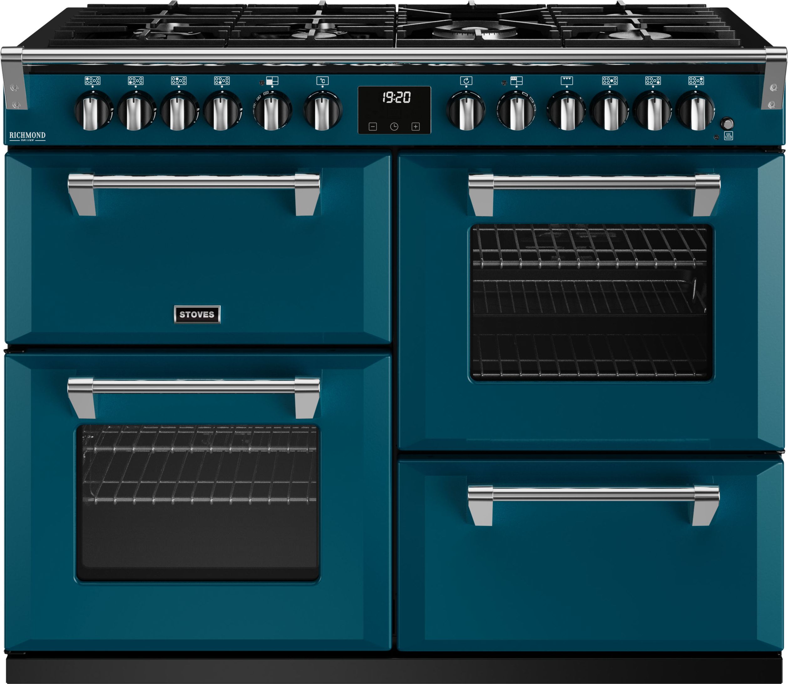 Stoves Richmond Deluxe ST DX RICH D1100DF KTE Dual Fuel Range Cooker - Kingfisher Teal - A Rated, Green