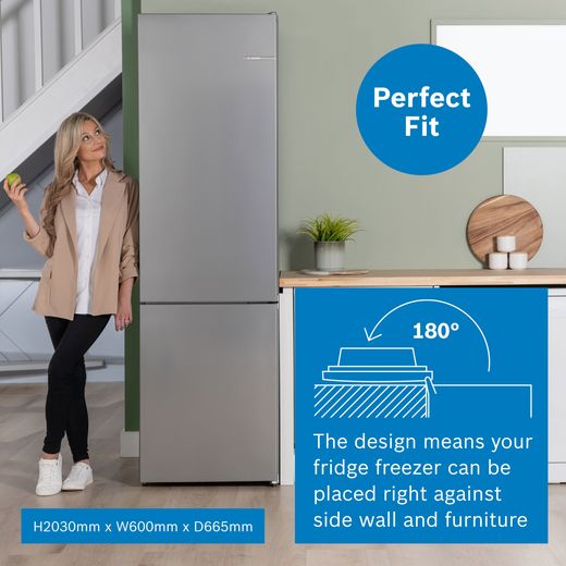 Bosch Series 4 KGN392LAGG 203cm 70/30 Fridge Freezer - Stainless Steel Effect - annotation - perfect fit shot