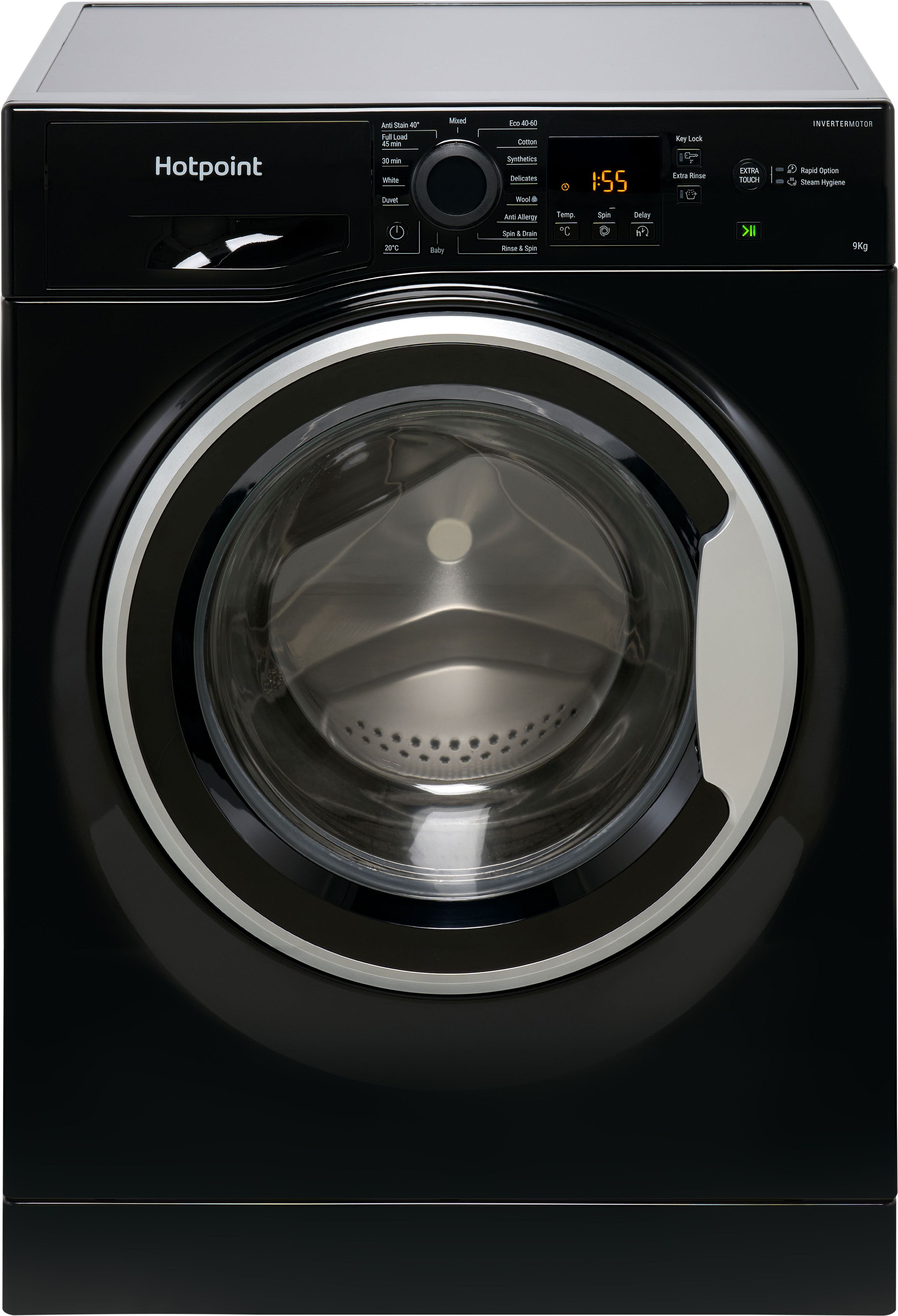 Image of Hotpoint NSWM 946 BS UK 9kg Washing Machine with 1400 rpm - Black - A Rated, Black