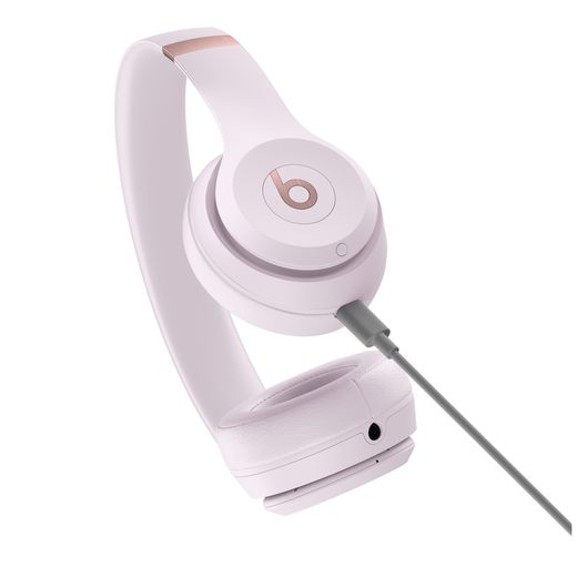Beats Solo4 Wireless Headphones - On-Ear Wireless Headphones - Cloud Pink - Cable attached