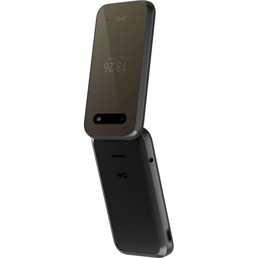 HMD 2660 Flip 128MB Flip Smart Phone in Cosy Black - Back left perpsective shot