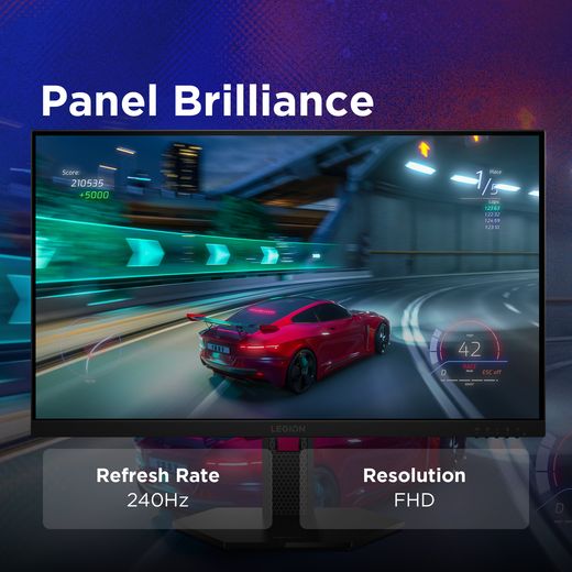 Lenovo Legion 27-10 27" Full HD 240Hz Monitor with NVidia G-Sync - Raven Black - Annotation - Panel brilliance shot