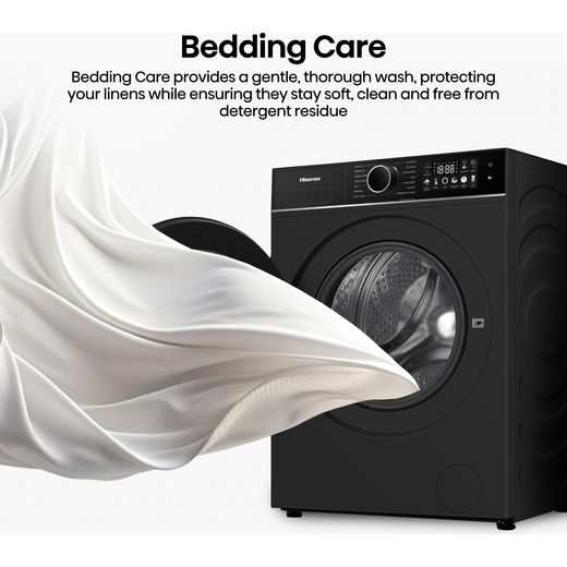 Hisense KitchenFit 3i Series WF3I9043BBFS2 9kg WiFi Connected Washing Machine with 1400 rpm - Black - Annotation - bedding care shot
