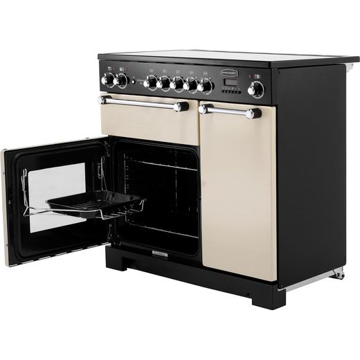 Rangemaster Kitchener 90cm Electric Range Cooker with Ceramic Hob - Cream / Chrome